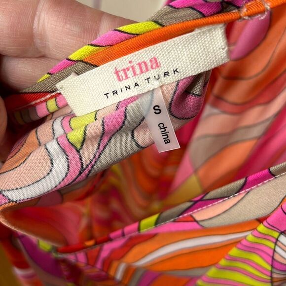 Trina Turk Women's Juju Halter Neck Dress/Swim Cover Up Bright Floral Ruched Sma - Picture 5 of 8